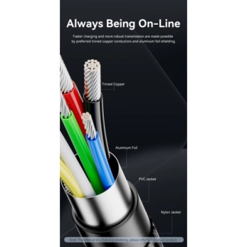 Дата кабель USB 2.0 C Male to C Male 240W Cable 1.5M Black Aluminum Alloy Type VENTION (TREBG)