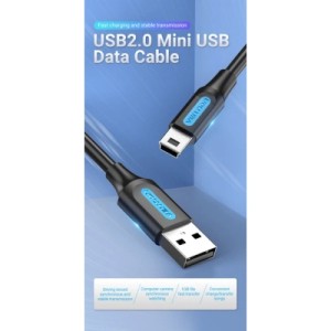 Дата кабель USB 2.0 A Male to Mini-B Male Cable 1M Black PVC Type VENTION (COMBF)
