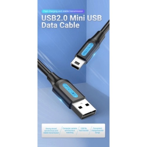 Дата кабель USB 2.0 A Male to Mini-B Male Cable 1M Black PVC Type VENTION (COMBF) Дата кабель USB 2.0 A Male to Mini-B Male Cable 1M Black PVC Type VENTION (COMBF)