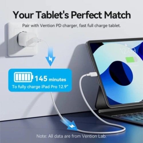 Дата кабель USB 2.0 Type-C Male to Lightning Male 3A Cable 2M Black PVC Type VENTION (LAKBH)