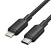 Дата кабель USB 2.0 Type-C Male to Lightning Male 3A Cable 2M Black PVC Type VENTION (LAKBH)