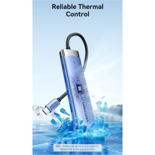 Концентратор VENTION USB-C to HDMI/USB 3.0 x 3/PD Docking Station 0.15M Blue Aluminum Alloy Type (TGESB)