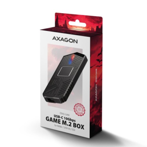 Карман внешний AXAGON USB-C 10Gbps metal box for M.2 NVMe & SATA SSD GAME (EEM2-GAM)