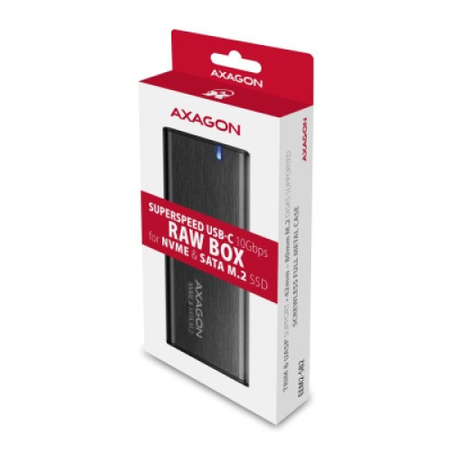 Карман внешний AXAGON USB-C 3.2 Gen 2 metal box for M.2 NVMe & SATA SSD RAW (EEM2-SB2)