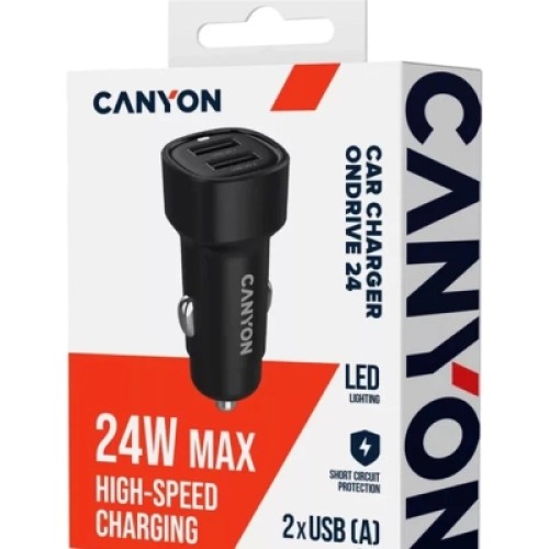 Зарядное устройство Canyon 2xUSB 24W black (CNE-CCABR2AA)