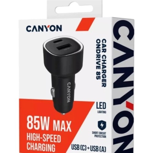 Зарядное устройство Canyon 1xUSB + 1xUSB-C PD85W black (CNE-CCABR8AC)