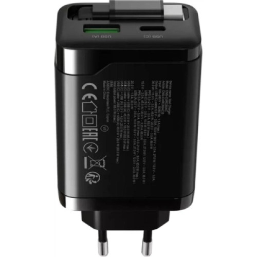 Зарядное устройство Canyon 1xUSB-C PD65W + 1xUSB QC3.0 + cable USB-C to USB-C black (CNS-CURC65ACB) Зарядное устройство Canyon 1xUSB-C PD65W + 1xUSB QC3.0 + cable USB-C to USB-C black (CNS-CURC65ACB)