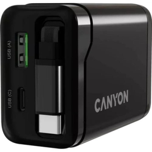 Зарядное устройство Canyon 1xUSB-C PD65W + 1xUSB QC3.0 + cable USB-C to USB-C black (CNS-CURC65ACB) Зарядное устройство Canyon 1xUSB-C PD65W + 1xUSB QC3.0 + cable USB-C to USB-C black (CNS-CURC65ACB)