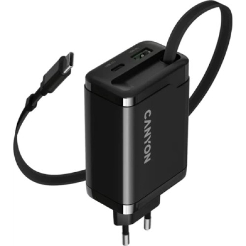 Зарядное устройство Canyon 1xUSB-C PD65W + 1xUSB QC3.0 + cable USB-C to USB-C black (CNS-CURC65ACB) Зарядное устройство Canyon 1xUSB-C PD65W + 1xUSB QC3.0 + cable USB-C to USB-C black (CNS-CURC65ACB)