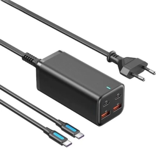 Зарядное устройство VENTION 2xUSB-C PD100W + 2xUSB QC3.0 18W GaN black (FBSBG-EU)