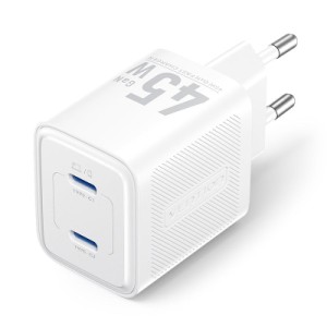 Зарядное устройство VENTION 2xUSB-C PD45W GaN transparent white (FCFW0-EU)