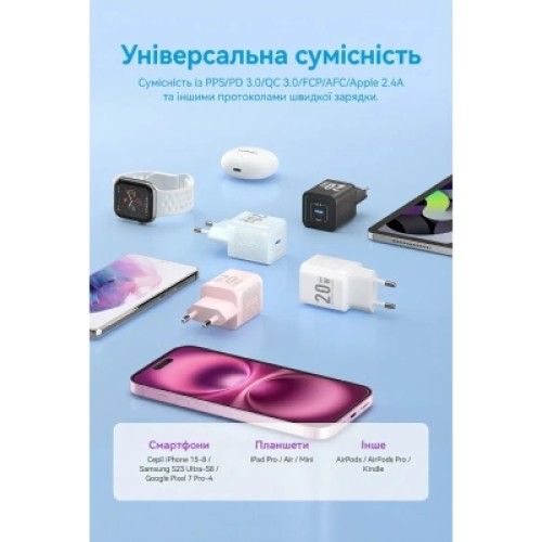 Зарядное устройство VENTION USB-C PD20W GaN white (FEPW0-EU)