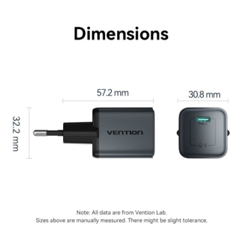 Зарядное устройство VENTION USB-C PD20W GaN gray (FEVH0-EU)