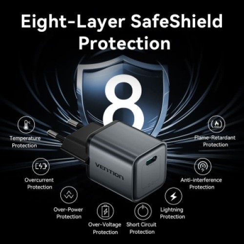 Зарядное устройство VENTION USB-C PD20W GaN gray (FEVH0-EU)