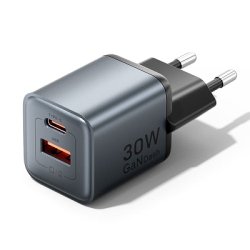 Зарядное устройство VENTION 1xUSB-C PD30W + 1xUSB QC3.0 18W GaN gray (FEWH0-EU)