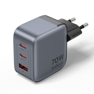 Зарядное устройство VENTION 2xUSB-C PD70W + 1xUSB QC3.0 22.5W GaN gray (FEXH0-EU)