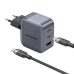 Зарядное устройство VENTION 2xUSB-C PD70W + 1xUSB QC3.0 22.5W GaN + cable USB-C to USB-C 1.0m black gray (TZ-FEXH0-EU)