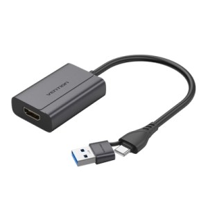 Переходник USB-C + USB-A to HDMI Adapter 0.15M Gray Aluminium Alloy Type VENTION (ACYHB)