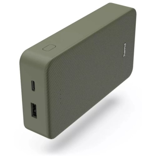 Батарея универсальная Hama 20000mAh, 15W/5V/3A, USB-C, USB-A, green (00201716)