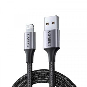 Дата кабель USB 2.0 AM to Lightning 1.0m 2.4A US199 black UGREEN (60156)