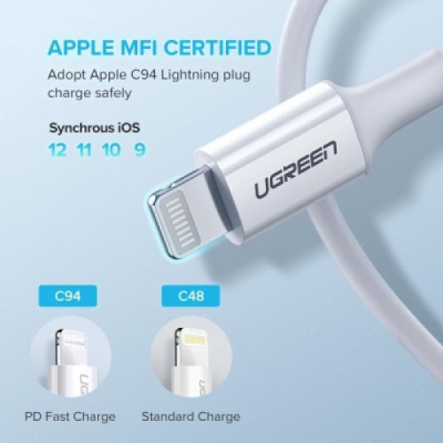 Дата кабель USB-C to Lightning 1.0m 3A US171 white UGREEN (10493) Дата кабель USB-C to Lightning 1.0m 3A US171 white UGREEN (10493)