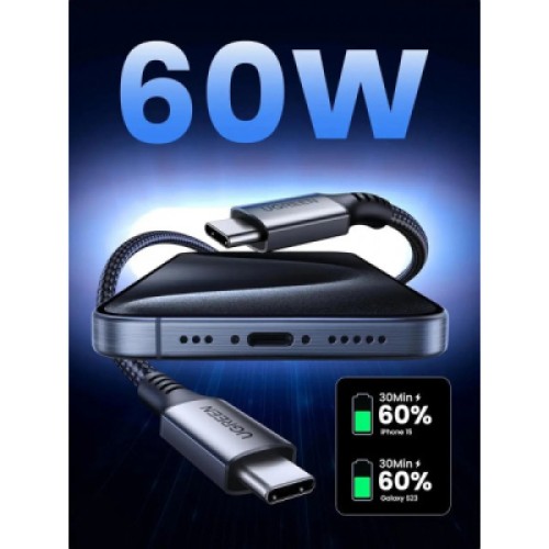 Дата кабель USB-C to USB-C 1.0m 60W US567 black UGREEN (15373) Дата кабель USB-C to USB-C 1.0m 60W US567 black UGREEN (15373)