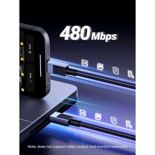 Дата кабель USB-C to USB-C 3.0m 100W L512 gray UGREEN (45065)