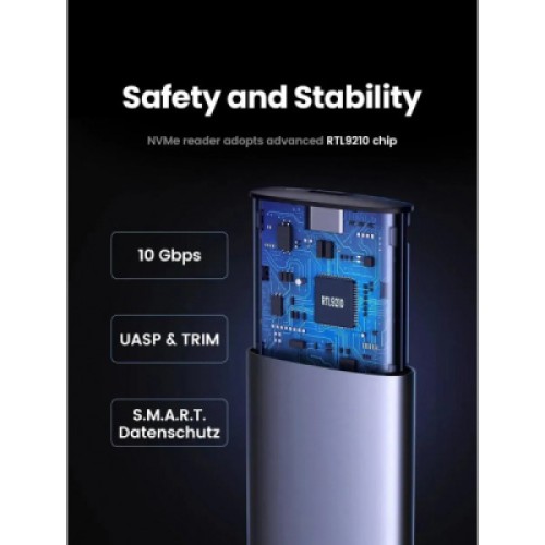 Карман внешний UGREEN USB 3.2 Gen 2 to M.2 NVMe/SATA 10Gbps UASP TRIM CM767 gray (15813) Карман внешний UGREEN USB 3.2 Gen 2 to M.2 NVMe/SATA 10Gbps UASP TRIM CM767 gray (15813)