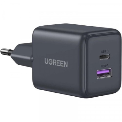 Зарядное устройство UGREEN 1xUSB-C PD30W + 1xUSB QC3.0 GaN X516 gray (55539)