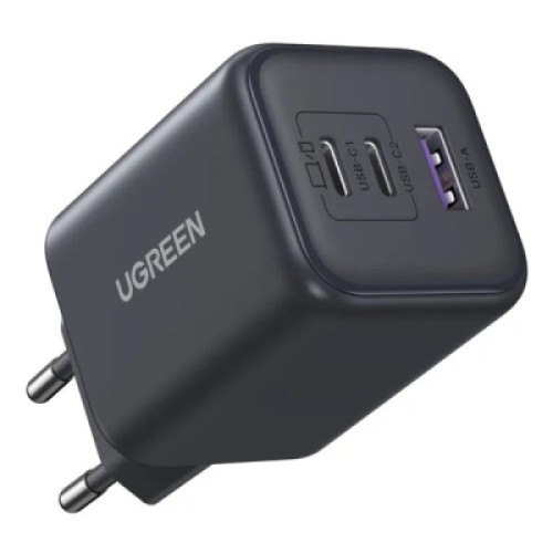Зарядное устройство UGREEN 2xUSB-C PD45W + 1xUSB QC3.0 GaN X527 gray (65156B)