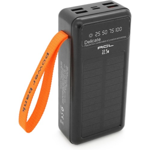 Батарея универсальная ACL 30000mAh, Solar, 22.5W, cables Type-C + Lighting, Black (ACL PW-141)