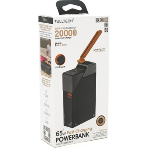 Батарея универсальная FULLTECH 20000mAh, PD65W+22.5W, Input(Type-C), Output(USB,Type-C) (PRIME-20/65)