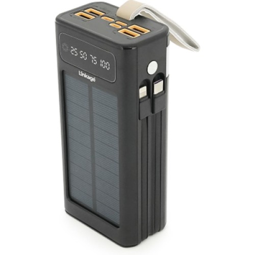 Батарея универсальная Linkage 30000mAh, Solar, 22.5W, cables Туре-С+Lighting, Black (LKP-46)