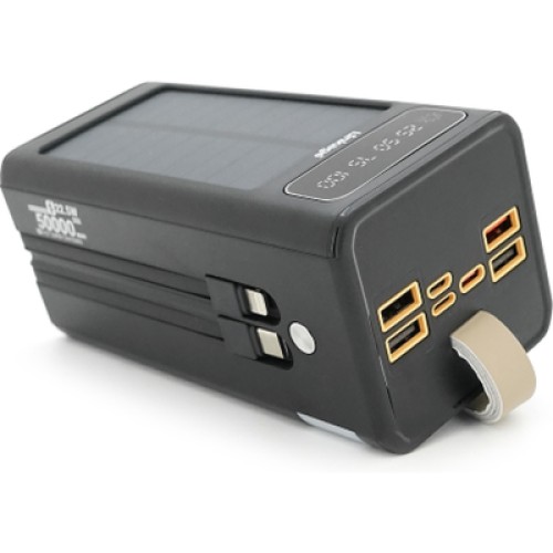 Батарея универсальная Linkage 50000mAh, Solar, 22.5W, cables Туре-С+Lighting, Black (LKP-47)