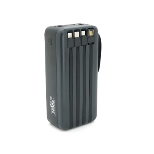 Батарея универсальная Linkage 30000mAh, 22.5W, cables Type-C+Lighting+Micro+USB, Black (LKP-42)