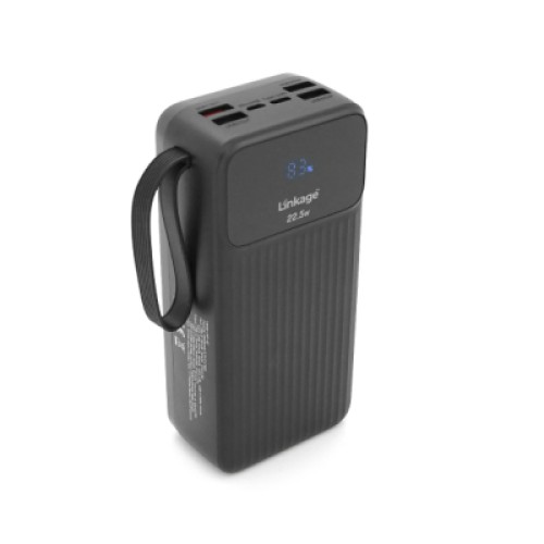 Батарея универсальная Linkage 30000mAh, 22.5W, cables Type-C+Lighting+Micro+USB, Black (LKP-42)