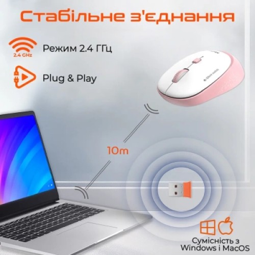 Мышка Meetion R571 Wireless White/Pink (MT-R571-P)