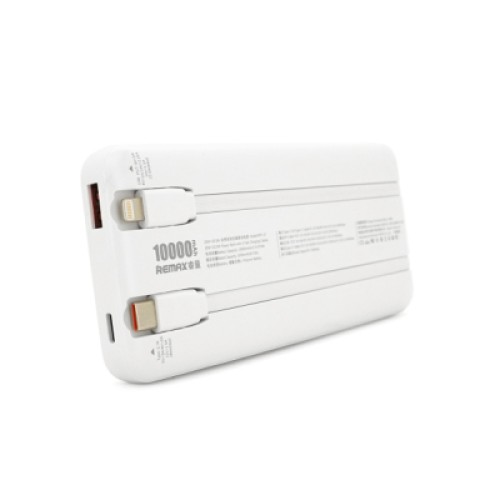 Батарея универсальная Remax 10000mAh 22.5W, cables Type-C + Lighting, White (RPP-37)