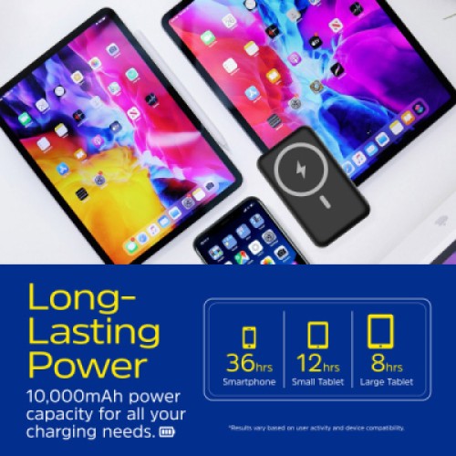 Батарея универсальная Energizer Magnetic Wireless 10000mAh 22.5W PD USB-A, USB-C In/Out, Black (QM10002PQ)