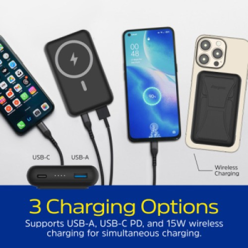 Батарея универсальная Energizer Magnetic Wireless 10000mAh 22.5W PD USB-A, USB-C In/Out, Black (QM10002PQ)