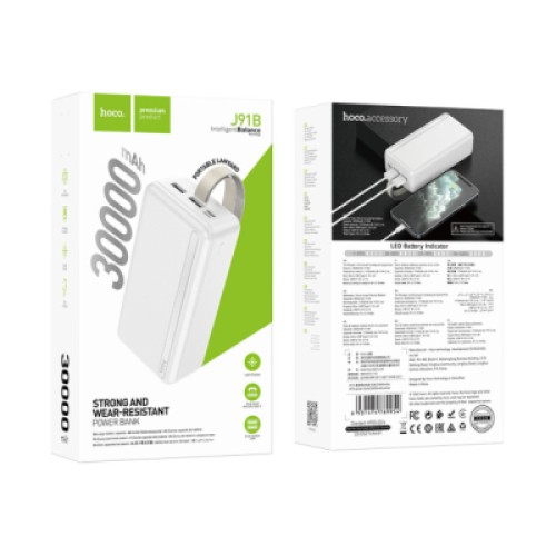 Батарея универсальная HOCO 30000mAh, USB+Type-C, 2A, White (J91BW / 44583)