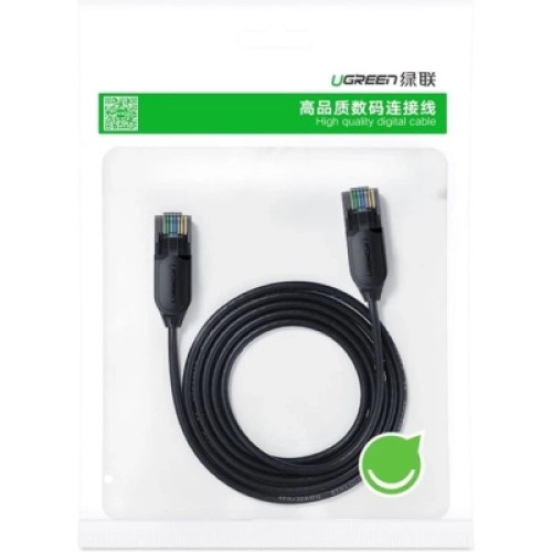 Патч-корд 1м, U/UTP CAT 6A Copper Ethernet Cable тонкий (диаметр 2.8мм) NW122 Black Ugreen (70332)