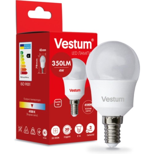 Лампочка Vestum G45 4W 4100K 220V E14 (1-VS-1207)