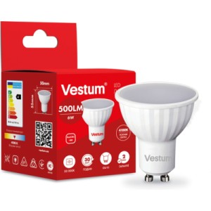Лампочка Vestum MR16 6W 4100K 220V GU10 (1-VS-1506)