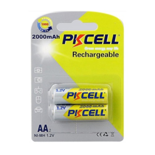 Аккумулятор AA R6 2000mAh 1.2V NiMH Rechargeable Battery, 2шт/бл PkCell (PC/AA2000-2BR)