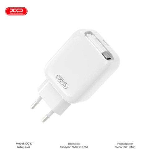 Зарядное устройство XO 1xUSB-C PD30W GaN + cable USB-C to USB-C (XO-QC17)
