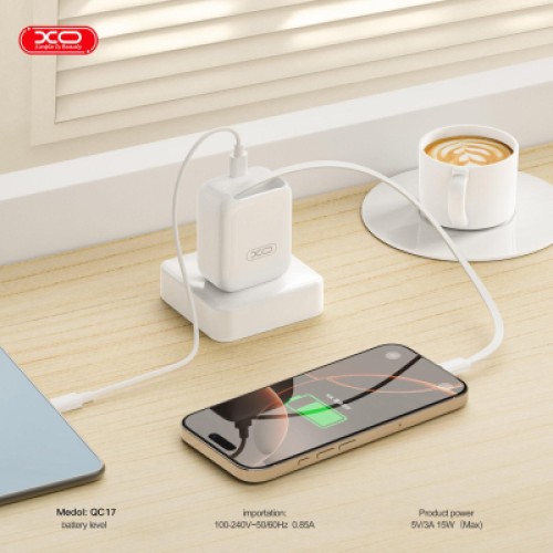 Зарядное устройство XO 1xUSB-C PD30W GaN + cable USB-C to USB-C (XO-QC17)
