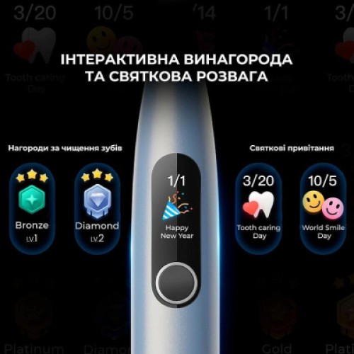 Электрическая зубная щетка Oclean X Plus Pro Digital Silver (6970810556179)