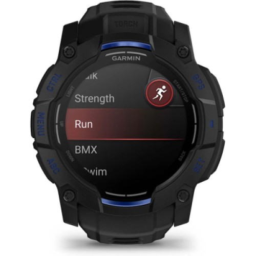 Смарт-часы Garmin Instinct 3, 50mm, AMOLED, Black with Bolt Blue Accents, GPS смарт-годинник (010-03020-03)