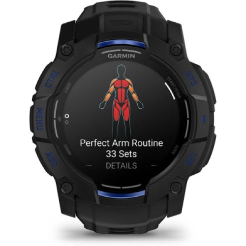 Смарт-часы Garmin Instinct 3, 50mm, AMOLED, Black with Bolt Blue Accents, GPS смарт-годинник (010-03020-03)